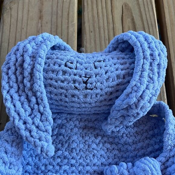 Handmade Carolina Blue Crocheted Bunny Rabbit Plush Stiffed Animal Lovey Baby - Picture 2 of 4